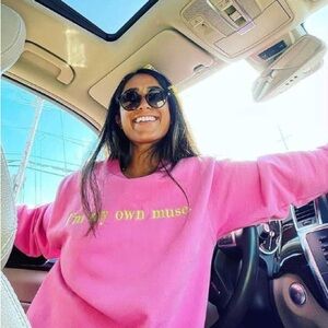 Sarah Bahbah’s Limited Edition Lazy Cake Brand Sweatshirt in Pink
